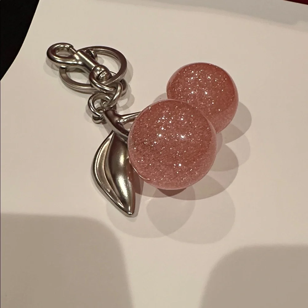 Glittering Cherry Keychain in Sparkling Pink